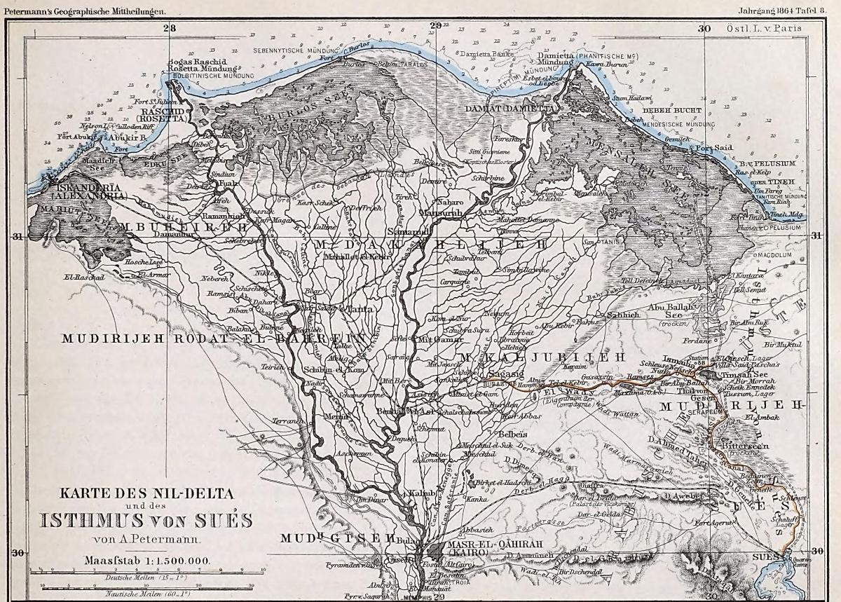 Nildelta. Mittheilungen aus Justus Perthes' Geographischer Anstalt, Jahresband 1864 ©MDZ
