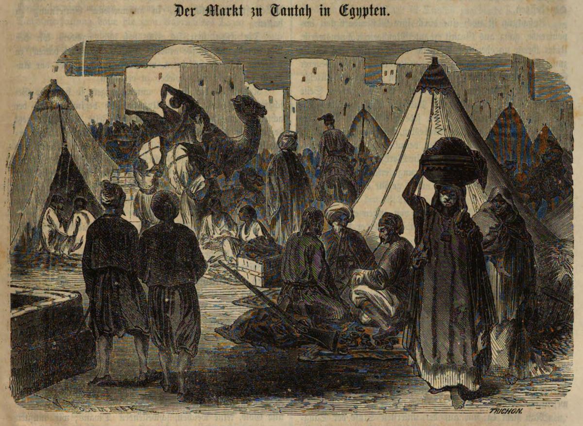 Der Markt zu Tantah in Egypten, Lese-Stübchen, Band 5, Heft 8 (1864) / ©ÖNB